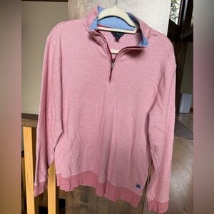 Brooks Brothers Salmon Quarter-Zip Pullover - Size Medium - 100% Cotton, EUC